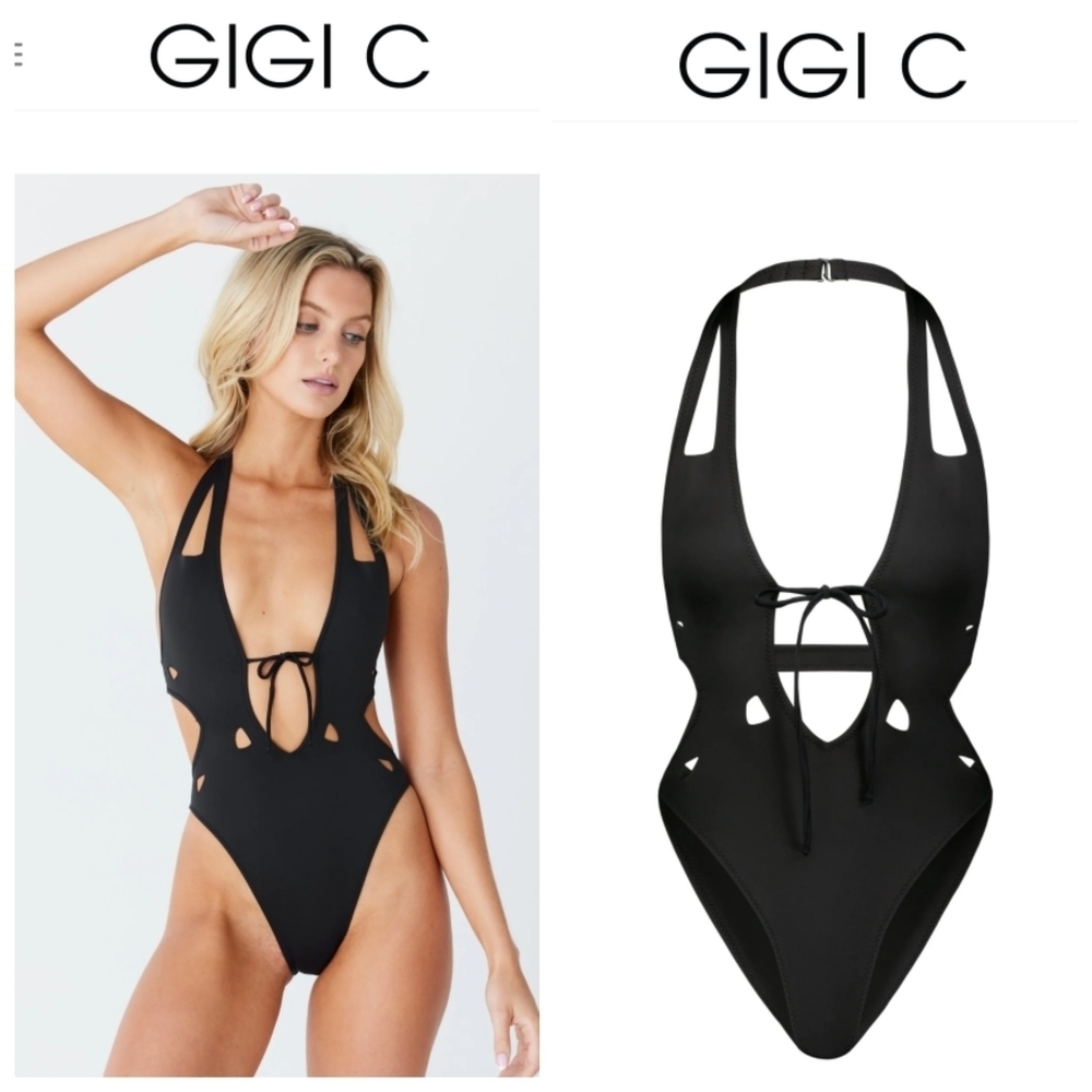 New GIGI C Charlie Surf Scuba Black One Piece Swimsuit Surf Suit Small NWT